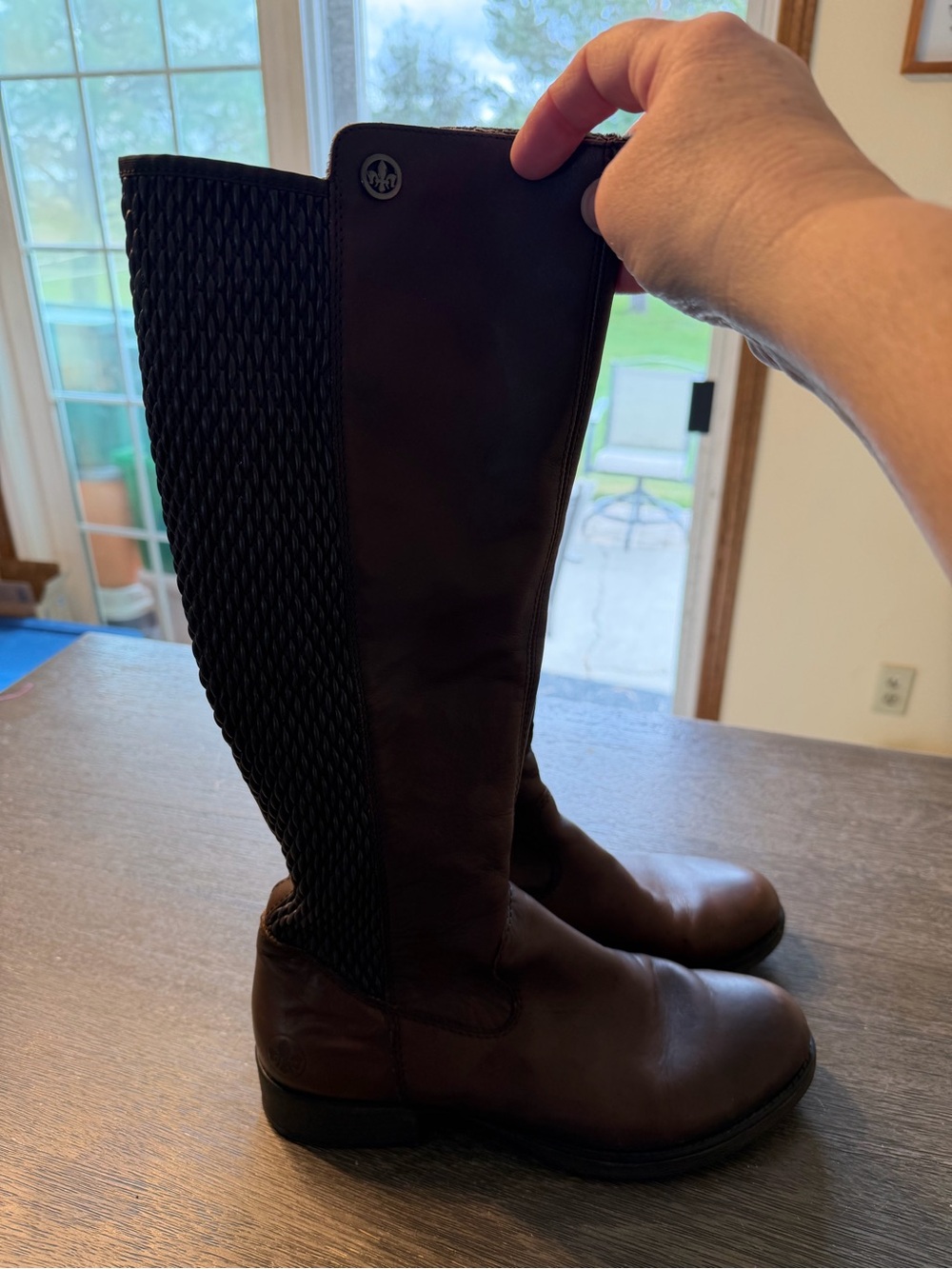 Womens Tall Leather Rieker Boots - Dark Brown. Bin